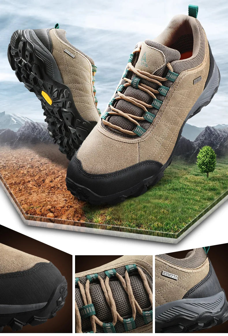 HUMTTO Hiking Shoes Men's Luxury Designer Winter Climbing Trekking Sneakers Leather Outdoor Sports Work Shoes 110282A