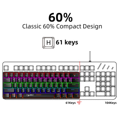 Mechanical Keyboard 61 Keys Colorful Wired USB Keyboards Gamer Gaming 60% Backlit Computer Key Board PC Teclado Ergonomic Office
