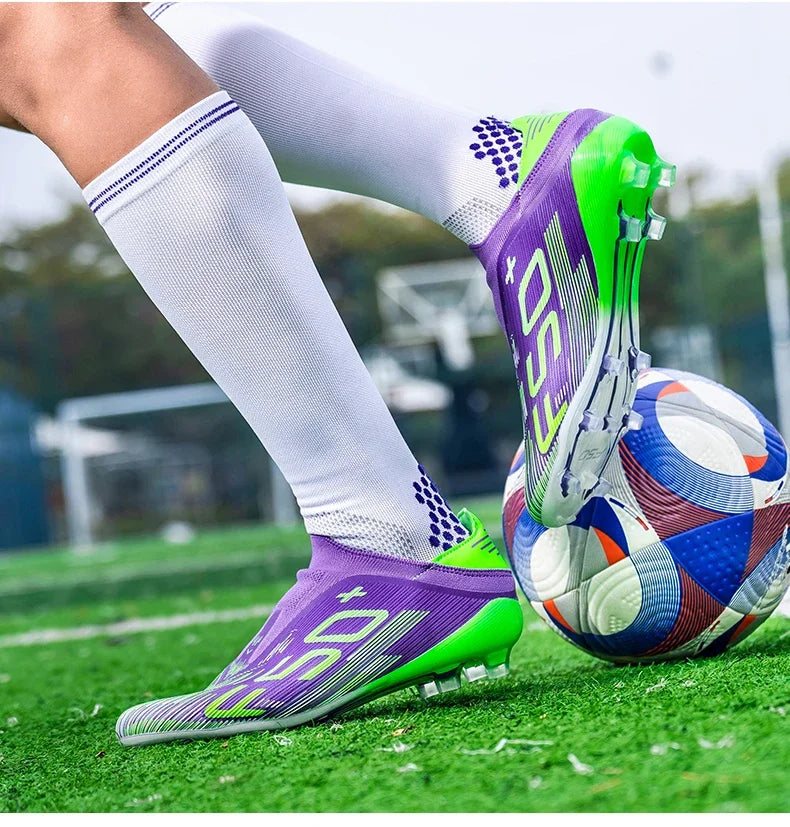 Nouvelles chaussures de football pour hommes, crampons, baskets légères de haute qualité, pour l'entraînement sur gazon, bottes de football très vendues, antidérapantes, mi-hautes, pour l'extérieur.