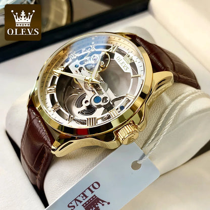 OLEVS 6661 Men's Top Brand Luxury All-Transparent Hollow Mechanical Watch, Original Fashion, Waterproof Classic Design
