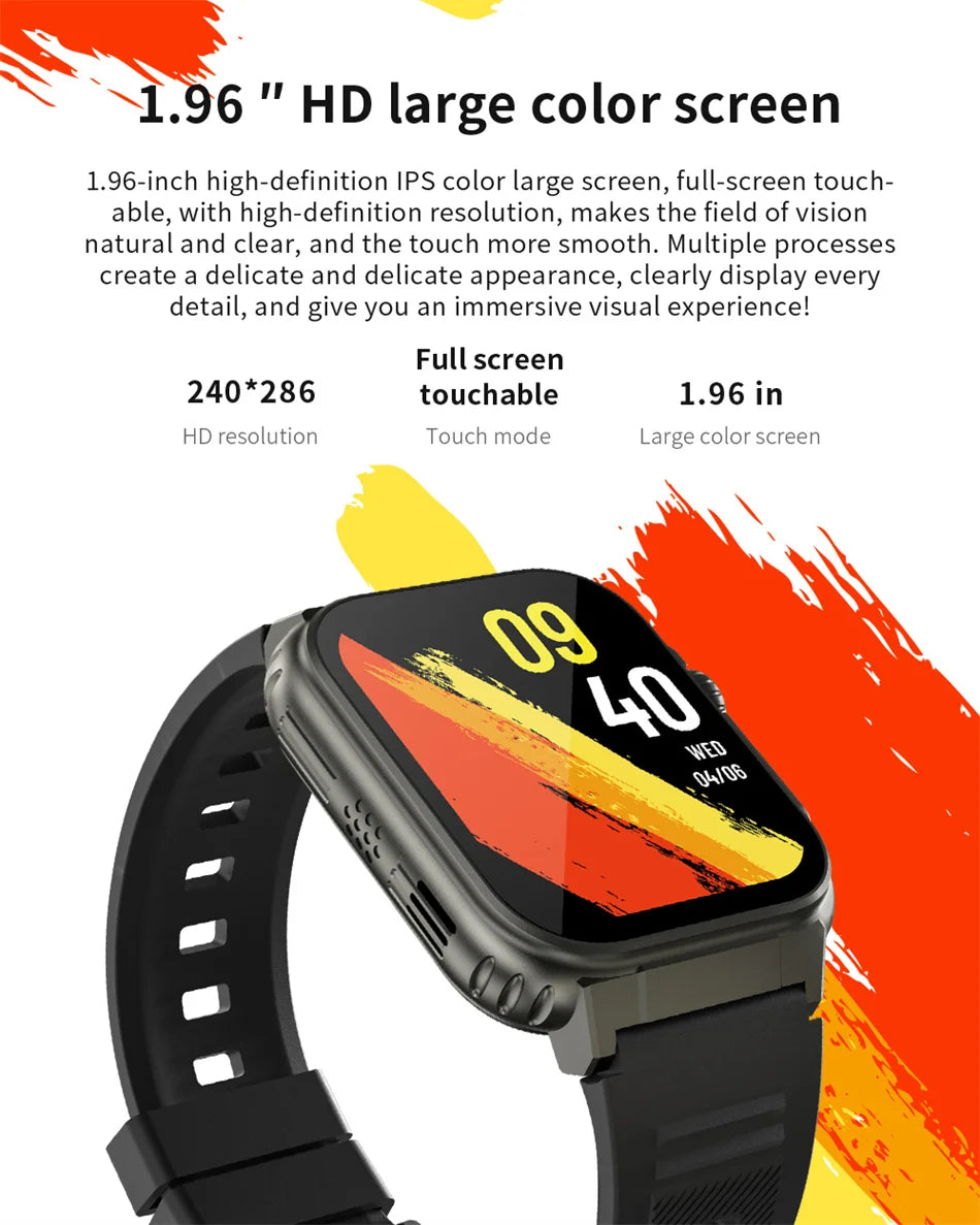 LIGE 600mAh New Ultra Smart Watch Men Bluetooth Call TWS Local Music Sport Clock 1.96'' IP68 Waterproof Relógio Smartwatch Women