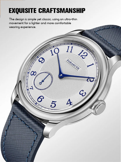 Reloj mecánico manual FARASUTE NEW Machinery para hombre, esfera salmón, ST17, segundero pequeño, estilo vintage, brazalete Bonklip