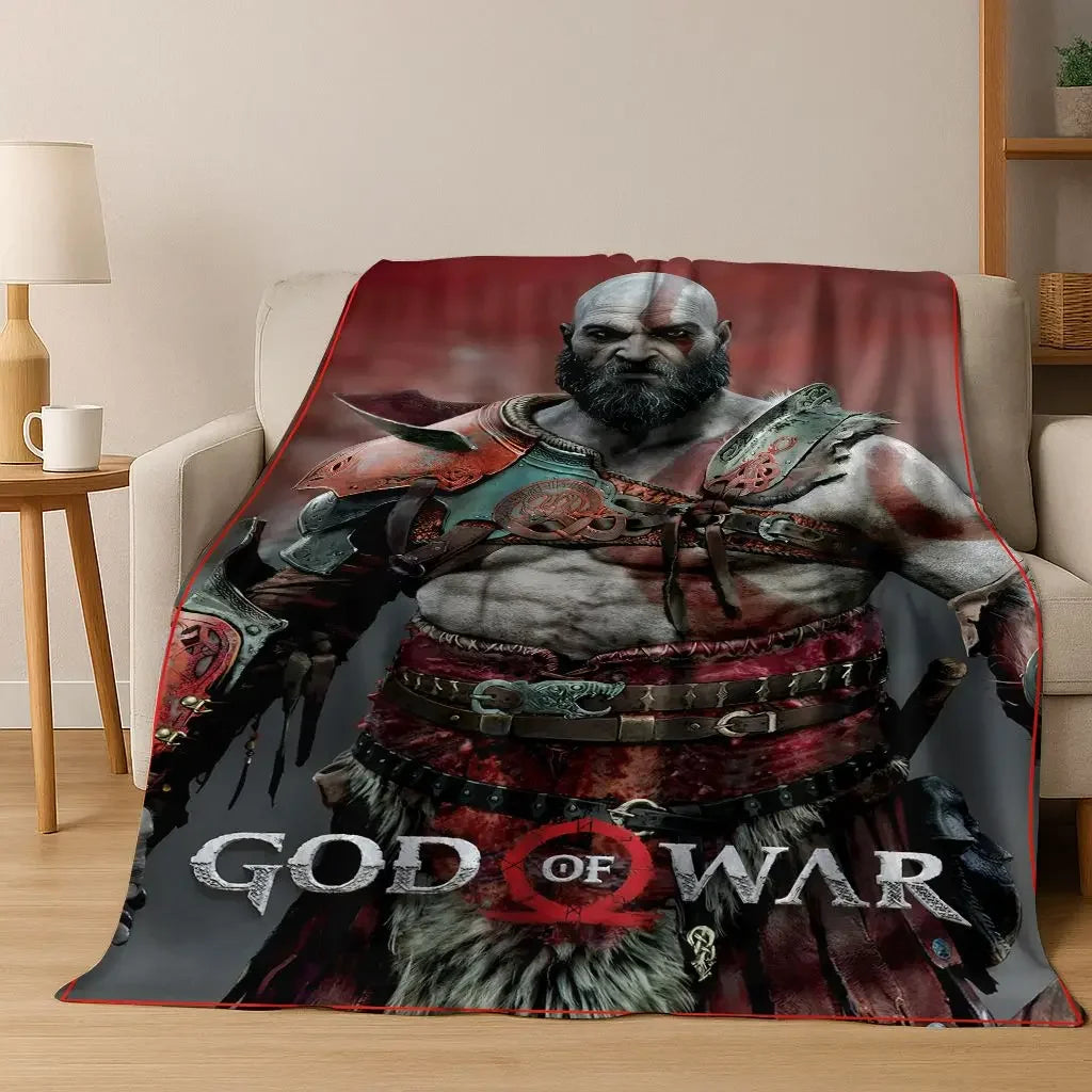 A Classics God of War Kratos Gamer Flannel Throw Blanket Soft Cozy Warm for Home Bedroom Bed Sofa Gift