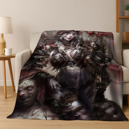 WOW World of Warcraft Arthas Demon Illidan Sylvanas flanellen deken, comfortabele zachte plaid voor thuis, slaapkamer, bed, bankovertrek of cadeau