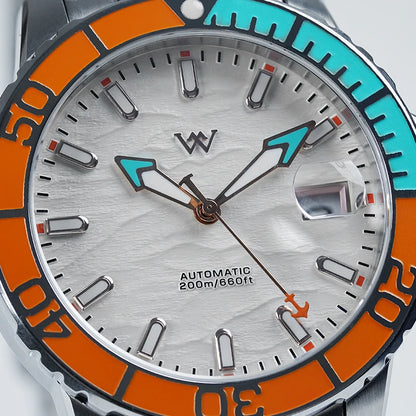 WM Watch Automatic Mechanical Watches NH35 Anti-reflective 200 Water Resistant Sapphire Crystal Welly Merck Watch WM206