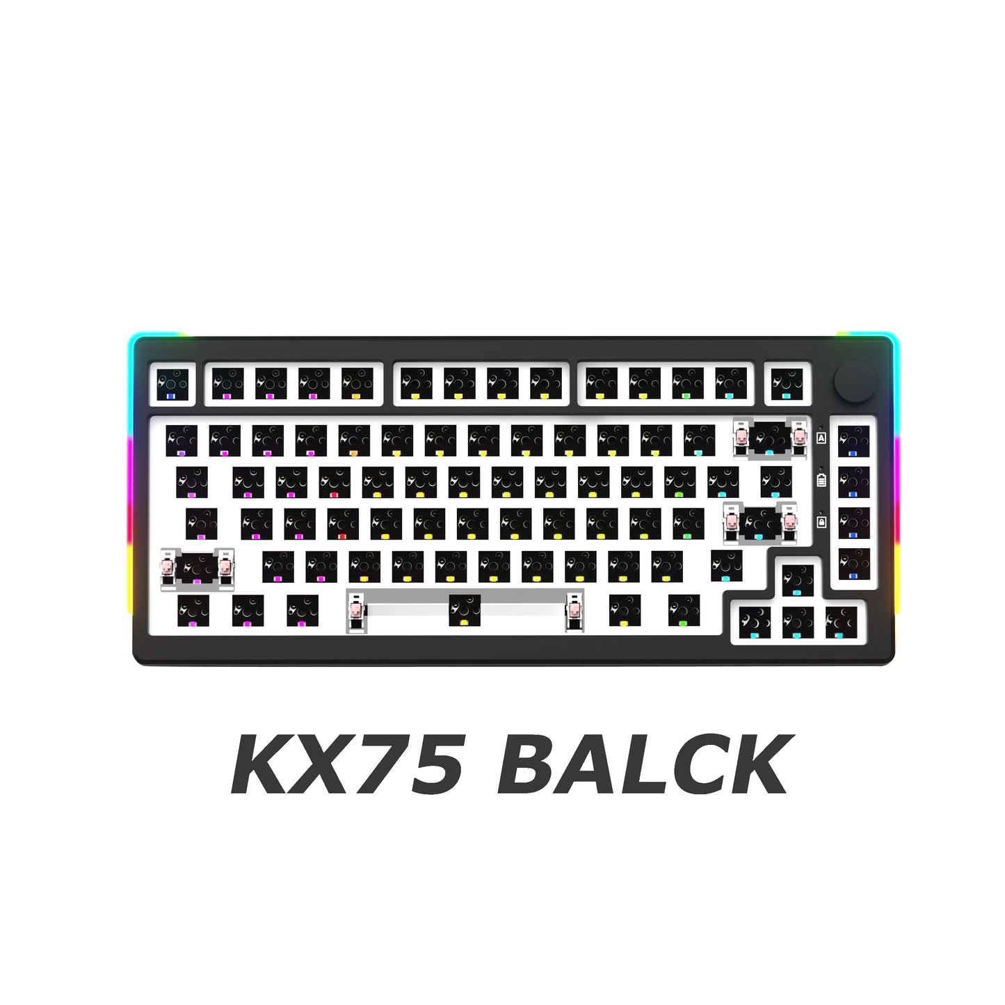 MAIMOOO KX75 75% Keyboard Kit Hotswap Transparent Full RGB Backlit 2.4GHz/Bluetooth Macro Custom DIY Mechanical Keyboard