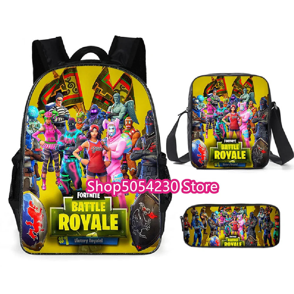 Mochila Fortnited de 3 piezas para niños Victory Game, 16 pulgadas, resistente al agua, mochila preescolar moderna, mochilas escolares para primaria