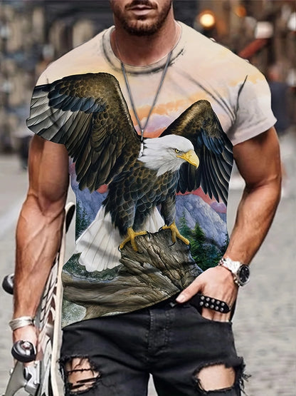 Fashion Eagle Graphic T-Shirts Luxury T-Shirt Summer Men's T-Shirts Casual Tops Short Sleeve T-Shirt 3D Printing Men’s Clothing