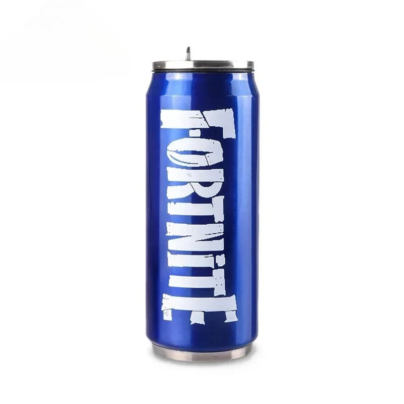 Copo Fortnite com Palhinha para Água, Caneca Desportiva de Exterior em Aço Inoxidável, Copo Portátil de Estudante para Café, 450ML, Presente de Aniversário