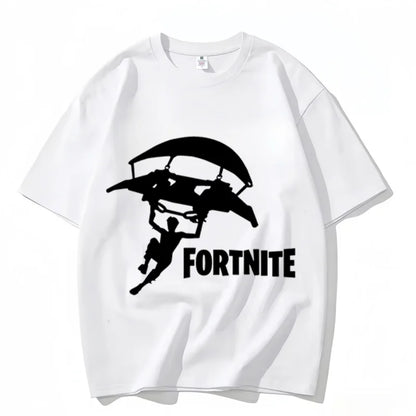 T-shirt Fortnite de gola redonda, unissexo para adulto, moda de dança do jogo, novo, em algodão puro, manga curta, perfeito para uso casual e férias