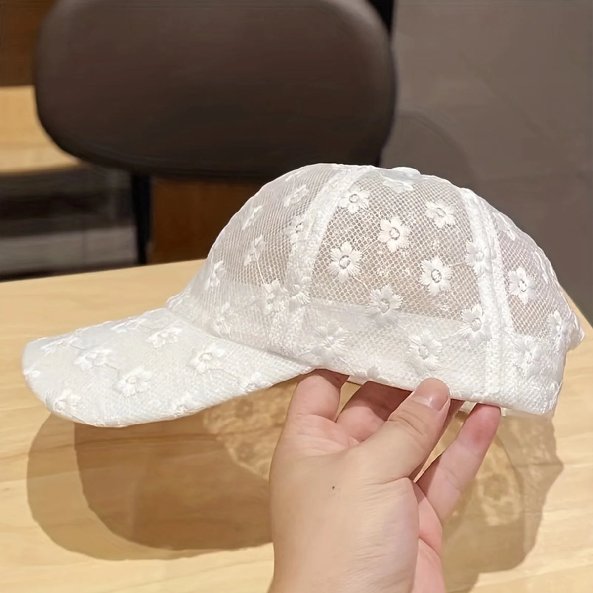 Casquette de baseball fine à fleurs en dentelle pour femme, printemps-été, protection solaire, casquette ajourée, respirante, mignonne, tour de tête réglable