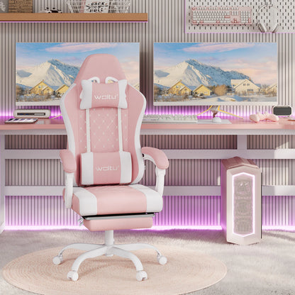 WOLTU Massage Gaming Chair Ergonomic Gamer Chair with Footrest, Lumbar Support, Adjustable Headrest, Swivel Computer Office Chair