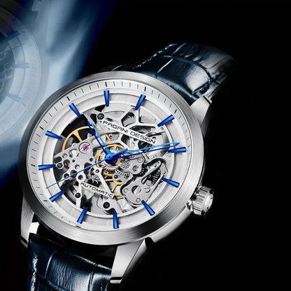 PAGANI DESIGN New Skeleton Men's Mechanical Watches Top Luxury Automatic Watch Men Blue Leather Waterproof Wrist watch Men