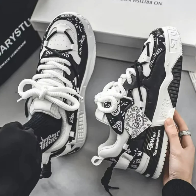 Fashion Skate Shoes Men's Sneakers Breathable Running Shoes Outdoor Mesh Casual Shoes Men's Lace-Up Vulcanized Shoes Zapatillas