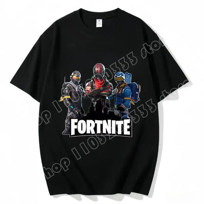 T-shirt Fortnite de gola redonda, unissexo para adulto, moda de dança do jogo, novo, em algodão puro, manga curta, perfeito para uso casual e férias