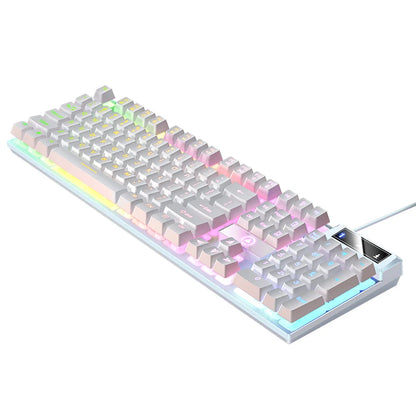 Teclado gaming USB con cable y retroiluminación, teclado gamer de 104 teclas para ordenador/portátil/PC, diseño ergonómico, accesorio gaming para oficina
