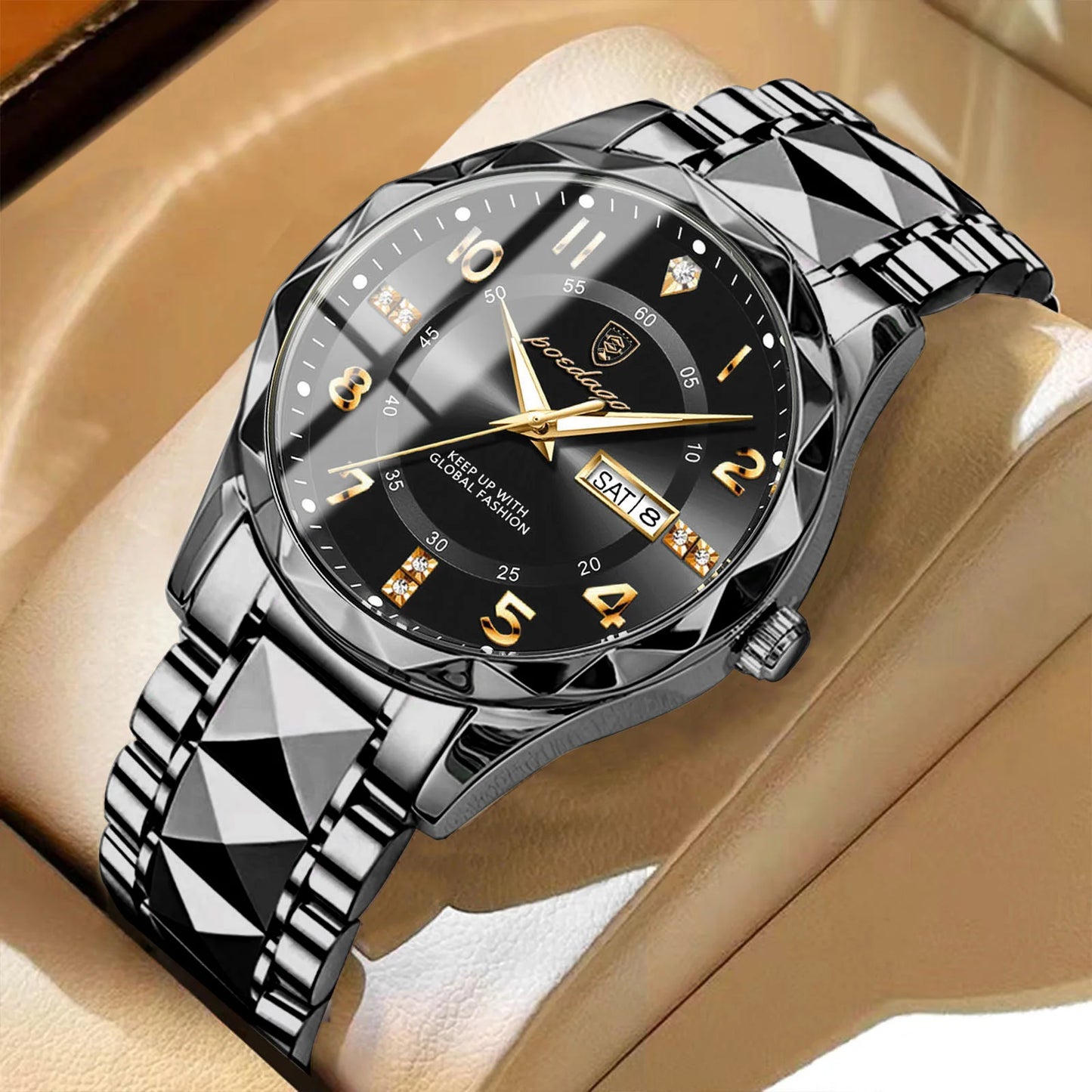 POEDAGAR Top Business Men Quartz Watch Waterproof Date Week Luminous Wristwatch Stainless Steel Fashion Men's Watches Man Clock