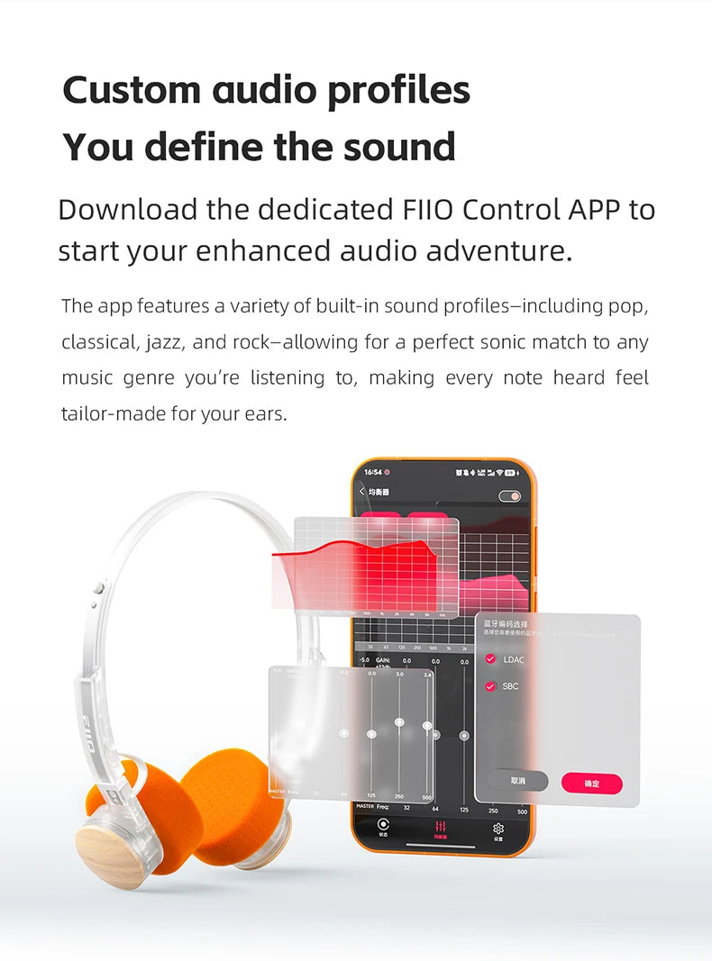 Auriculares Bluetooth On-Ear FIIO EH11 – Diadema inalámbrica Hi-Res LDAC con graves, batería de 30H, conexión a dos dispositivos y diseño retro ligero