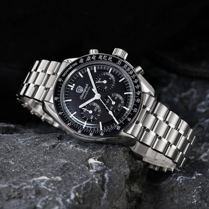 Watchdives WD1863 39mm VK63 Chronograph Watch OTF Clasp Sweep Quartz Movement Sapphire Luminous 100m Waterproof Watches