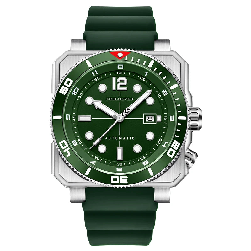 Relógio de Mergulho Automático para Homem FeelNever 8215 Movement, Super Luminoso, Aço 316, Vidro de Safira, Relógio Mecânico Desportivo Masculino