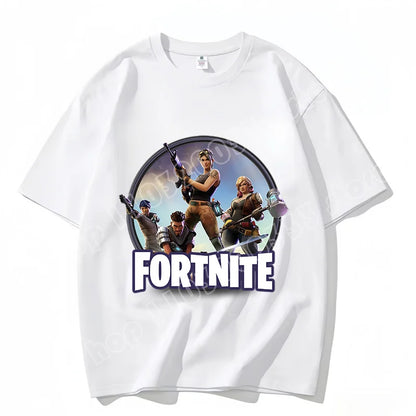 T-shirt Fortnite de gola redonda, unissexo para adulto, moda de dança do jogo, novo, em algodão puro, manga curta, perfeito para uso casual e férias