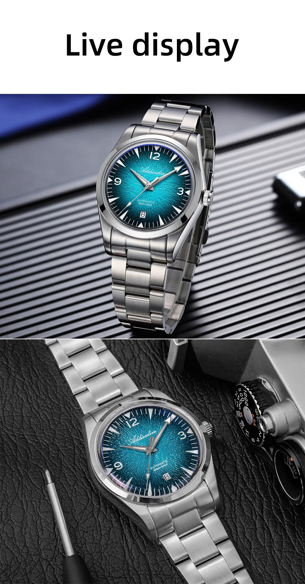 ADDIESDIVE AD2508 Man Diving Watch Luminous 100M Waterproof 316L Stainless Steel 8215 Movement Automatic Mechanical Watch reloj