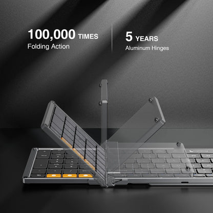 ProtoArc Foldable Keyboard and Mouse, XKM01 Combo for Business Travel 2.4G+Dual Bluetooth Portable  for Laptop iPads Tablets
