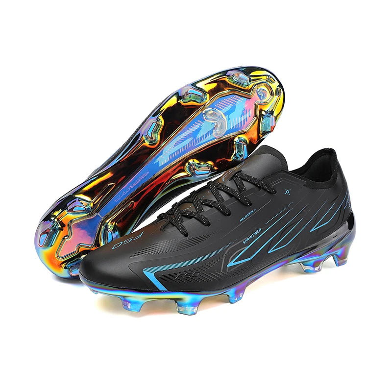 Chaussures de football pour adultes, économiques, en tissu mélange de polyuréthane, avec crampons en caoutchouc résistants et antidérapants, idéales pour les amateurs et les passionnés de football.