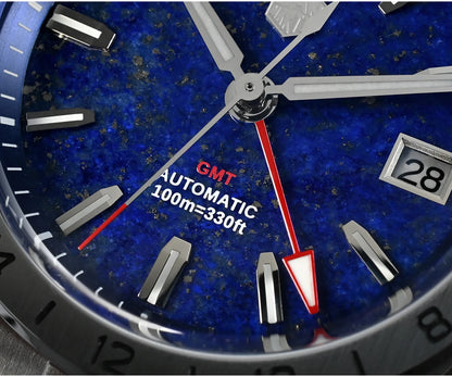 Reloj de lujo para hombre San Martin 39mm con esfera de aventurina, NH34 GMT automático mecánico, zafiro, resistente al agua, luminoso, SN0129