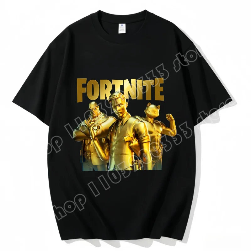 T-shirt Fortnite de gola redonda, unissexo para adulto, moda de dança do jogo, novo, em algodão puro, manga curta, perfeito para uso casual e férias