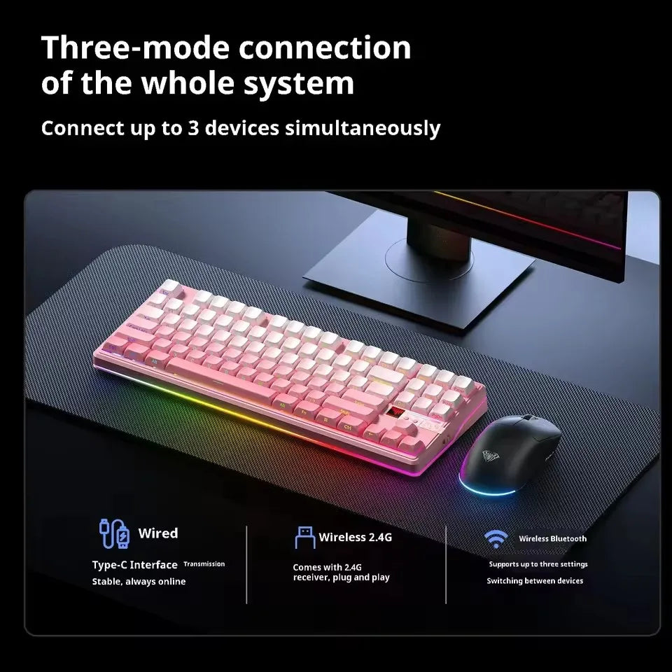AULA F87 Pro V2 Mechanical Keyboard 3-modes Wireless 12000mAh Long Battery Life Hot-Swap RGB Custom E-Sports Keyboard PC Gaming