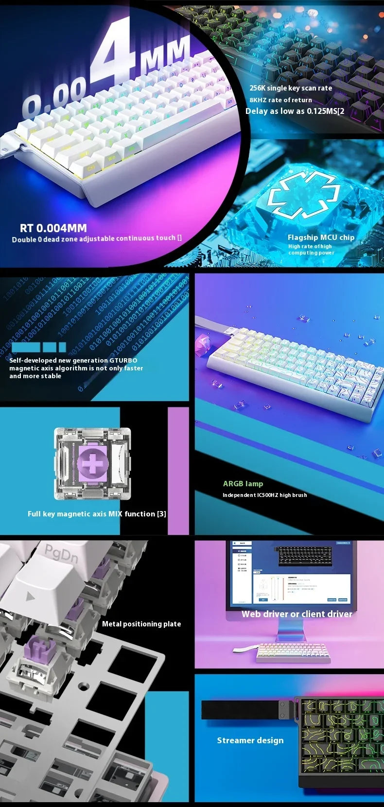 Teclado mecánico IROK Carotmas Mercury68 con interruptores magnéticos, 8K, 68 teclas, RT0.004mm, baja latencia, teclado gaming con cable personalizable para PC, ideal para regalo