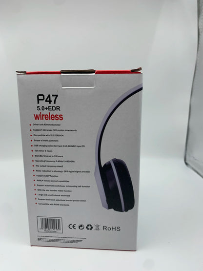 P47 Wireless Bluetooth Headphone With Mic Noise Cancelling Headsets Stereo Sound Earphones Sports Gaming Headphones Supports PC