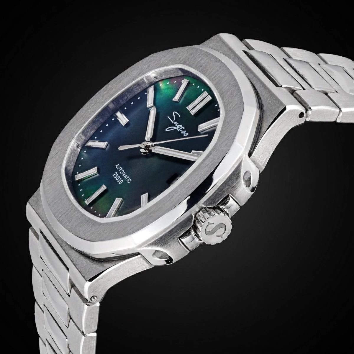 Sugess Man Watch Automatic Mechanical Wristwatches Miyota 9015 Movement MOP Dial Luminous Waterproof 5bar Bracelet Luxury S466