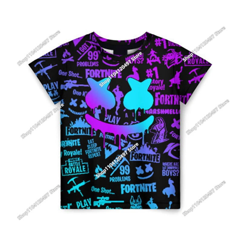 Anime Fortnite T-Shirts Girl Clothing T-Shirt Boys White Cartoon Tees Baby Summer Shirts Cute Printed Tops Costume