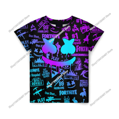 Battle Royale 3D Fortnite T-shirt Tees Men and Women Boys Girls Victory Cartoon Tops Teen Clothes Kids Hero Game Tees Tops