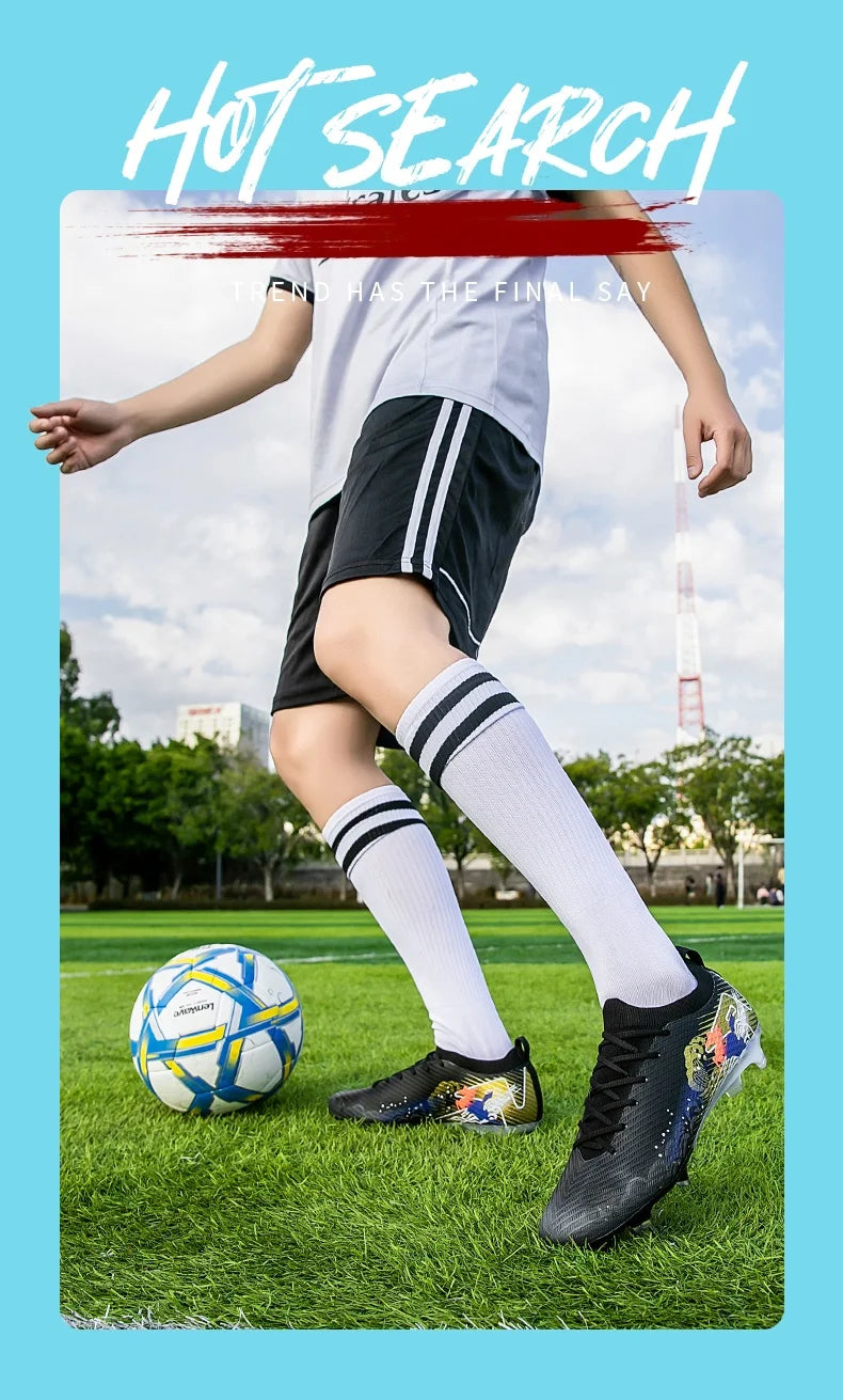 New Men Football Boots Cleats Non-Slip Match Ultralight Soccer FG Training Shoes Soccer Shoes Long Spikes Outdoor Drop Shipping.