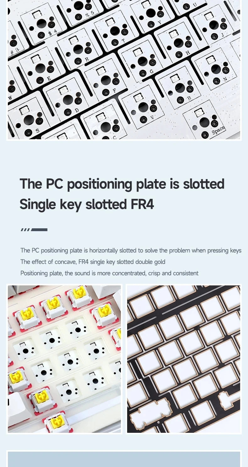 Teclado mecánico gaming Aula F99 de 99 teclas, tres modos: 2.4g inalámbrico, Bluetooth y cableado, hot swap, PBT, gasket y RGB para juegos y escritura