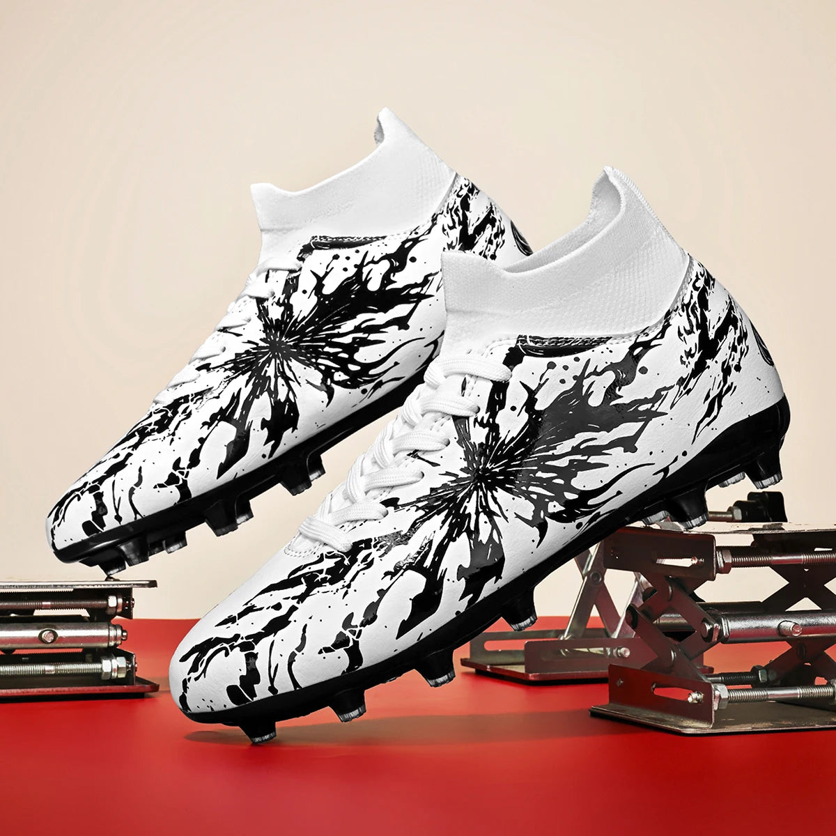 Chaussures de football pour hommes et femmes, crampons AG/FG, crampons longs en TPU stables, chaussures de football pour terrain en herbe, tige en PU de qualité supérieure, chaussures d'entraînement