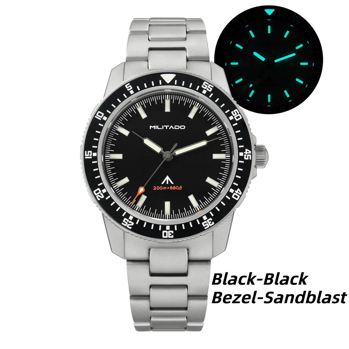 MILITADO ML25 Quartz Dive Watch VH31 Sweep Second Sapphire Crystal 200M Waterproof BGW9 Lume Ceramic Bezel Men Watch