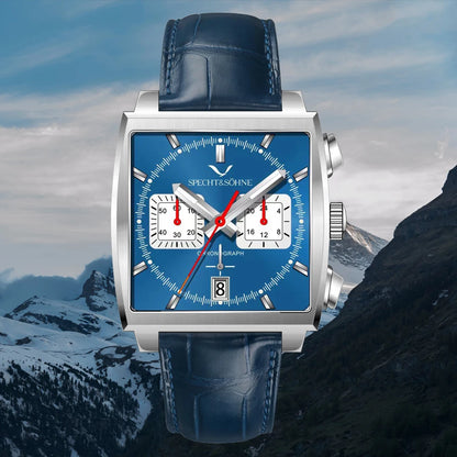2024 Specht & Sohne New Classic Men's Quartz Watch Blue Color Stainless Steel Japan VK63 Movement Genuine Leather Montre Homme 39MM
