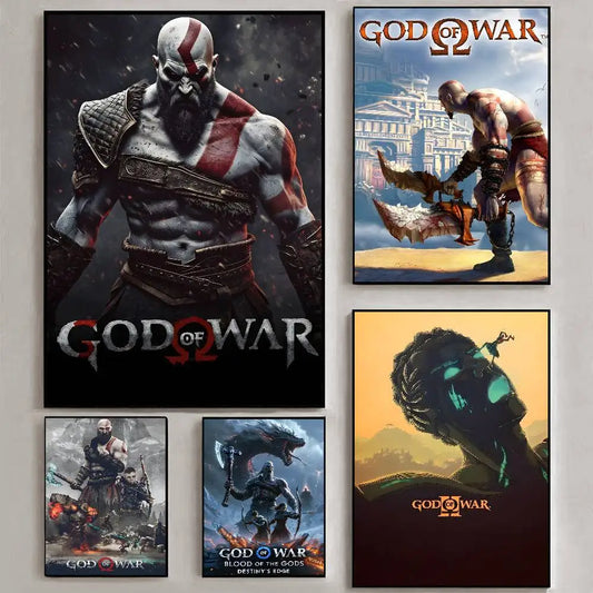 Classic pop God of War Ragnarok poster art HD canvas advanced aesthetic Printing Paper Wall Art for Living Room Home Decor