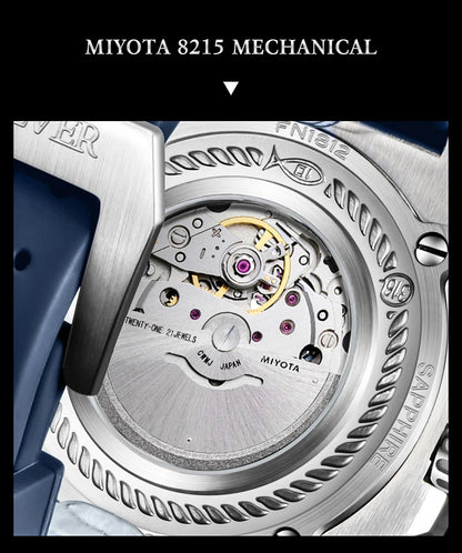 Relógio de Mergulho Automático para Homem FeelNever 8215 Movement, Super Luminoso, Aço 316, Vidro de Safira, Relógio Mecânico Desportivo Masculino