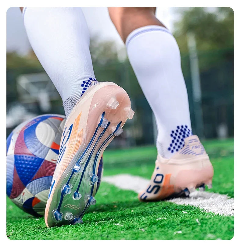 Nouvelles chaussures de football pour hommes, crampons, baskets légères de haute qualité, pour l'entraînement sur gazon, bottes de football très vendues, antidérapantes, mi-hautes, pour l'extérieur.