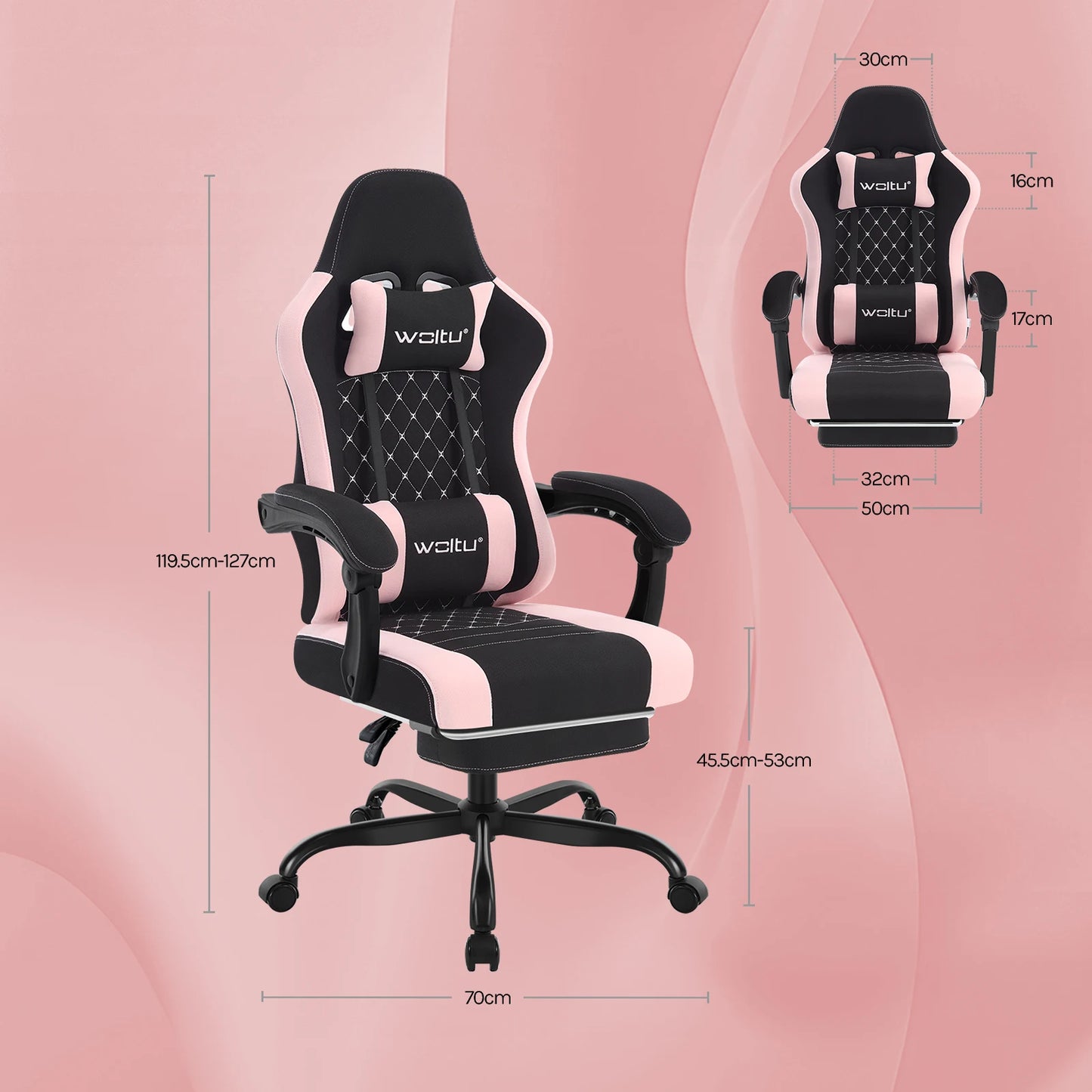 WOLTU Massage Gaming Chair Ergonomic Gamer Chair with Footrest, Lumbar Support, Adjustable Headrest, Swivel Computer Office Chair