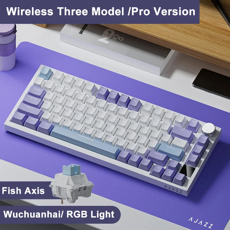Ajazz AK820 / AK820PRO Gaming Mechanical Keyboard 82 Keys Wired Bluetooth 2.4GHz Wireless Gamer Keyboard Custom Gasket for Laptop