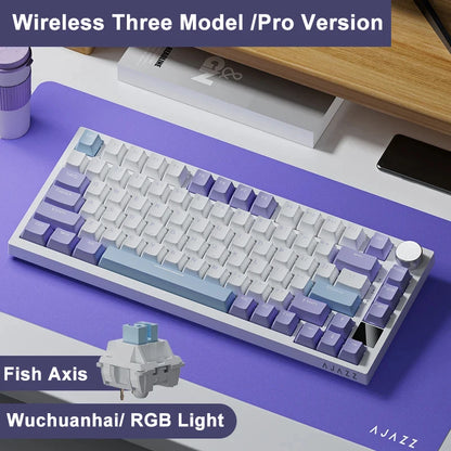 Ajazz AK820 / AK820PRO Gaming Mechanical Keyboard 82 Keys Wired Bluetooth 2.4GHz Wireless Gamer Keyboard Custom Gasket for Laptop