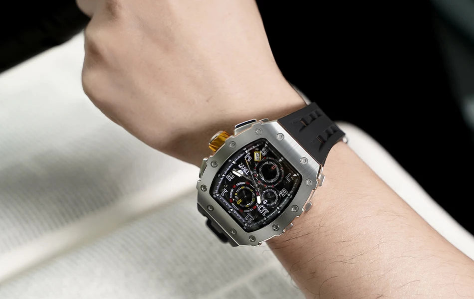 TSAR BOMBA Watch for Men Luxury Brand Tonneau Design Waterproof Clock Stainless Steel Wristwatch Fashion Rectangle Men's Watch
