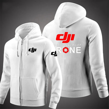Dji Professional Pilot Drone Spring Autumn Casual Men's Solid Color Zipper Pullover Hoodie Coats Sportswear Fashion Long Sleeve