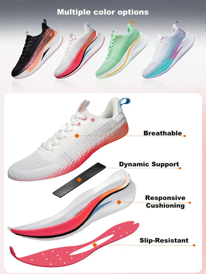 Baasploa Women Professional Running Shoes Outdoor Carbon Plate Non Slip Sports Shoes Female Casual Breathable Jogging Sneakers